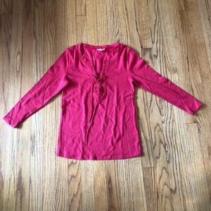 Deletta Long Sleeve Lace Up Shirt - Pink / Medium
